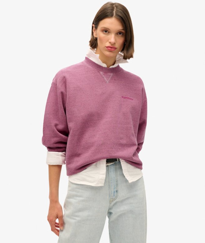 Superdry Essential Overdyed Sweatshirt met Logo Roze
