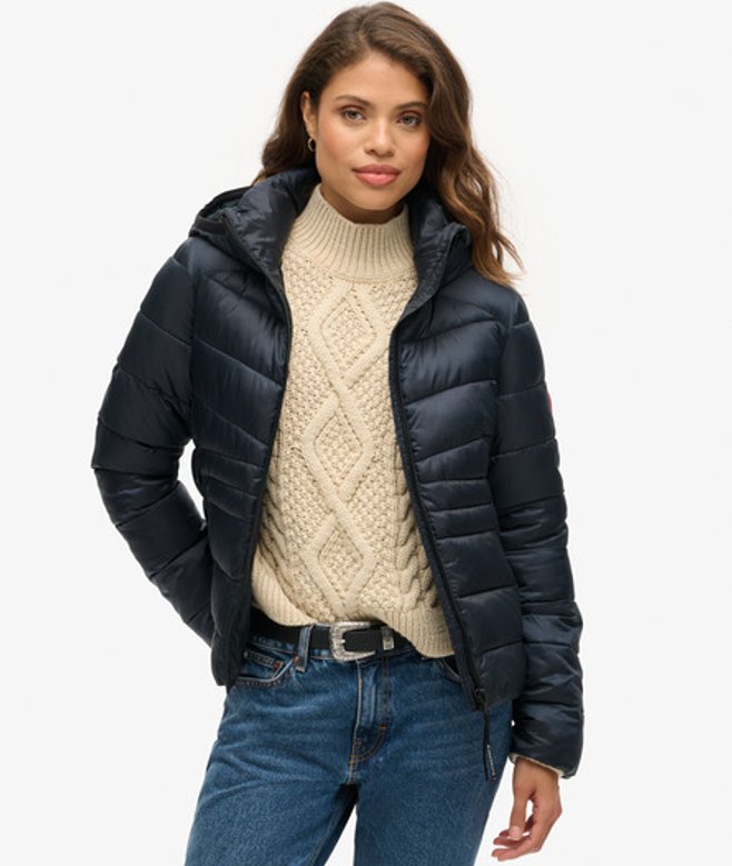 Gewatteerde Fuji-jas met Capuchon Blauw Grootte: 42 afbeelding