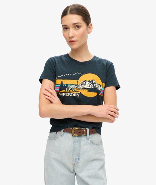 Gestreept Outdoor T-shirt met Aansluitende Pasvorm Blauw Grootte: 38 afbeelding