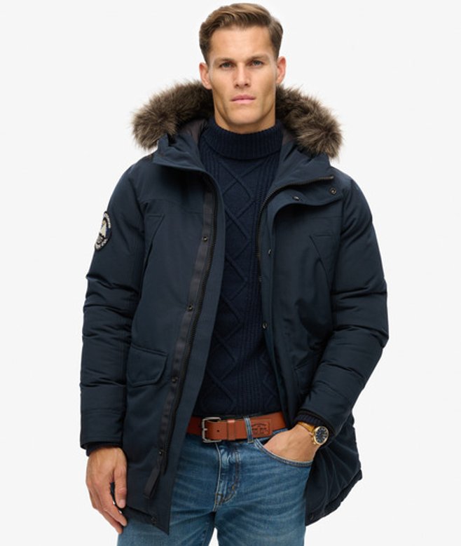 Everest Parka met Imitatiebont Blauw Grootte: S afbeelding