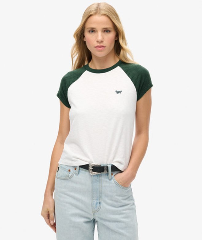Essential Logo T-shirt van Biologisch Katoen met Raglanmouwen Wit Grootte: 38 afbeelding