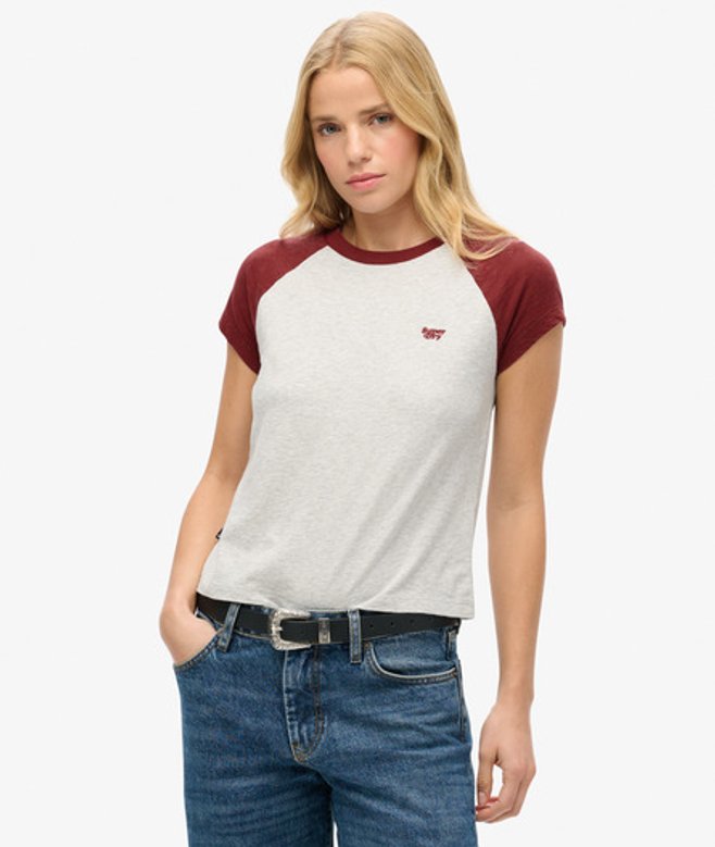Essential Logo T-shirt van Biologisch Katoen met Raglanmouwen Lichtgrijs Grootte: 38 afbeelding