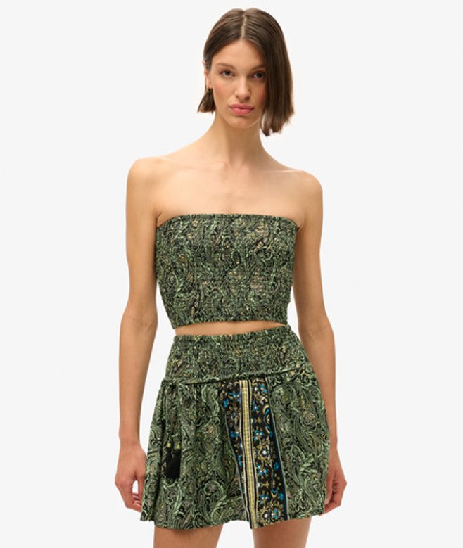 Bandeautop met Paisleyprint Groen Grootte: 40 afbeelding