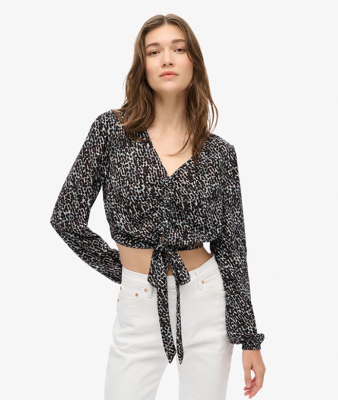 Vintage top met Geknoopte Voorkant Zwart Grootte: 44 afbeelding