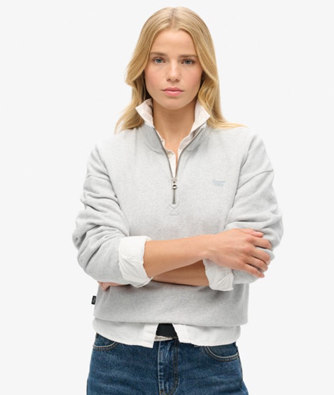 Essential Sweatshirt met Halve Rits Lichtgrijs Grootte: 42 afbeelding