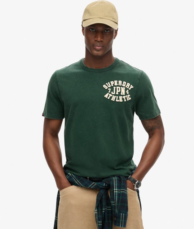 Herren Vintage Athletic Chest Kurzarm-T-Shirt mit Logo-Druck, Größe: M - Superdry - Modalova