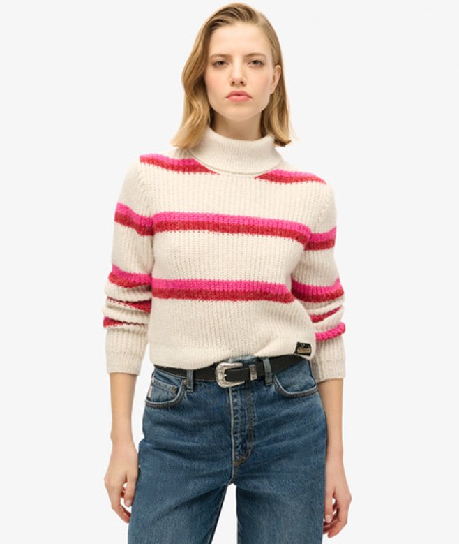 Damen Gestreifter Rollkragenpullover mit Verkürztem Schnitt - Größe: 38 - Superdry - Modalova
