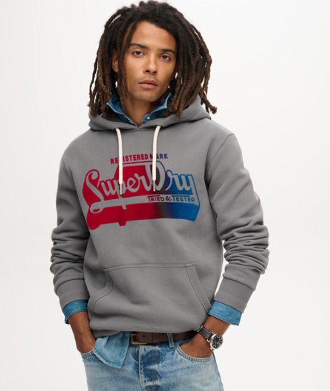 Flocked Fade Hoodie met Print Lichtgrijs Grootte: L afbeelding