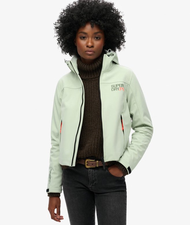 Softshell Trekkerjas met Capuchon Lichtgrijs Grootte: 44 afbeelding