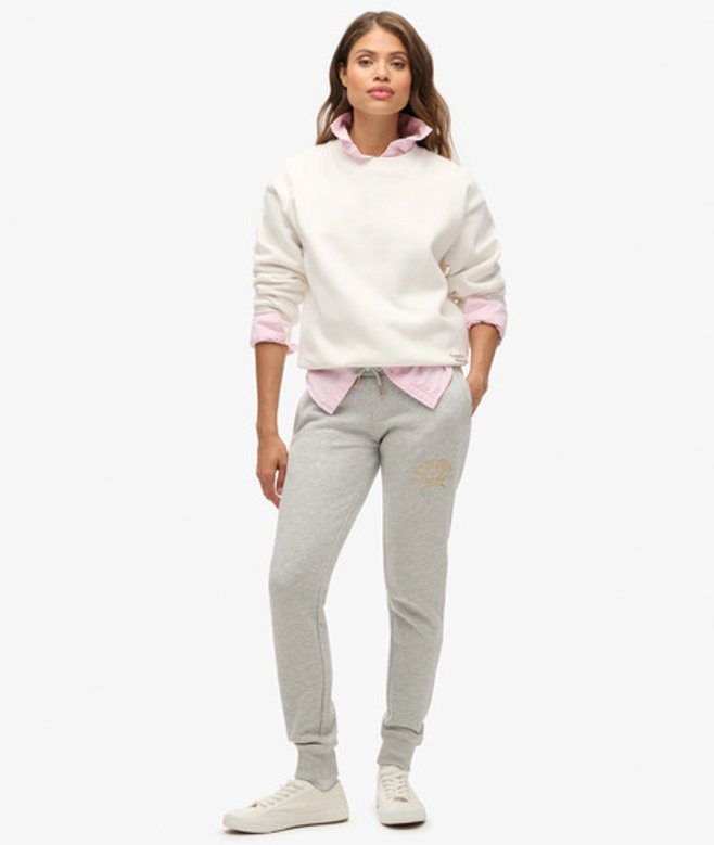 Luxe Slimfit Joggingbroek met Metallic Logo Lichtgrijs Grootte: 44 afbeelding