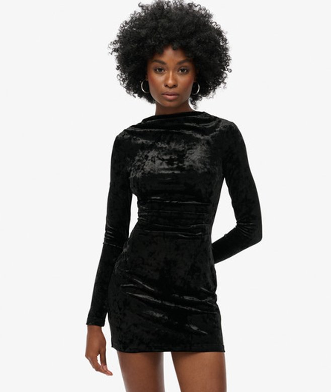 Damen Langärmeliges Minikleid aus Samt - Größe: 34 - Superdry - Modalova