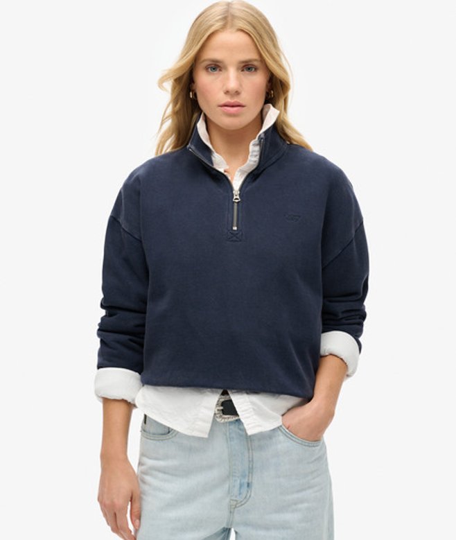 Essential Sweatshirt met Halve Rits Blauw Grootte: 36 afbeelding