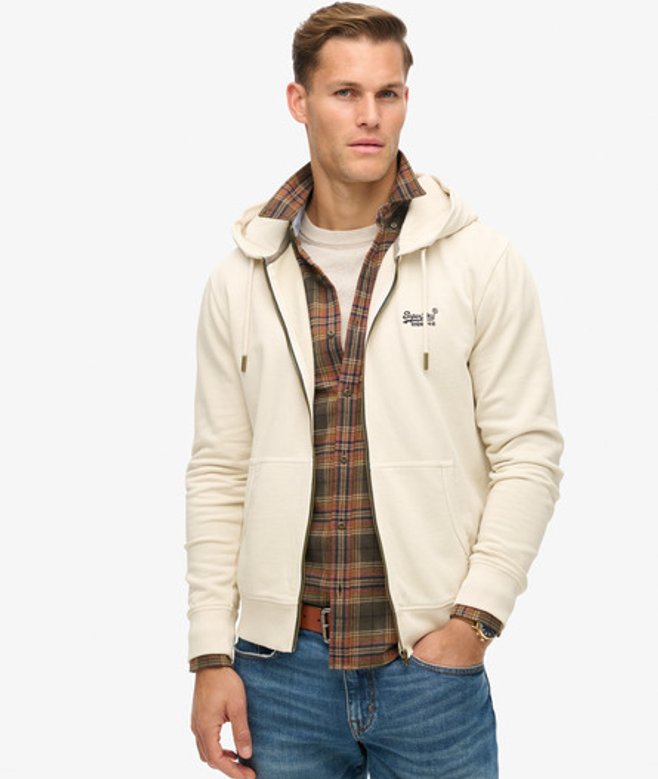 Sweat à Capuche Délavé Zippé à Logo Essential Taille: XL - Superdry - Modalova