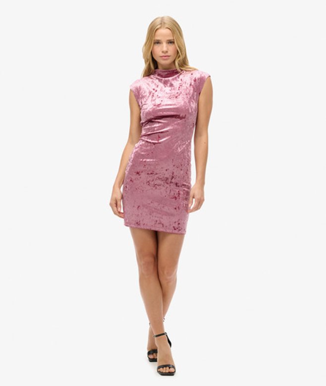 Fluwelen Bodycon-jurk Roze Grootte: 40 afbeelding