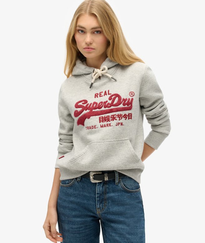 Superdry Chenille Hoodie met Print Grijs