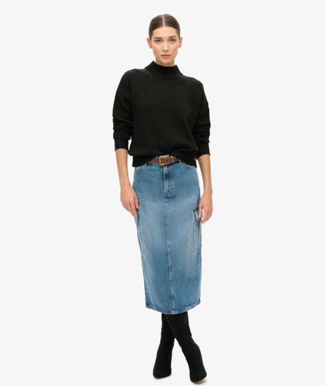 Superdry Women’s Denim Cargo Pocket Midi Skirt Blue / Ridley Blue – Size: 26 Superdry Women’s Denim Cargo Pocket Midi Skirt Blue / Ridley Blue – Size: 26