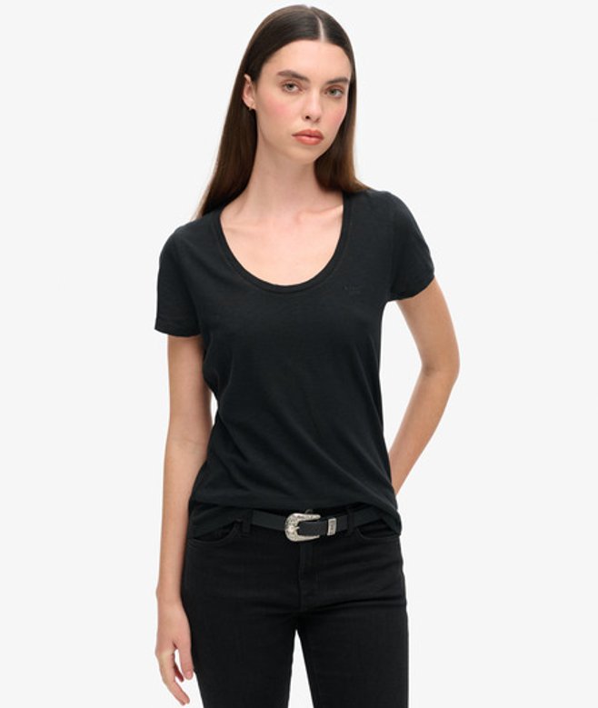 Studios T-shirt met Laag Uitgesneden Ronde Hals Zwart Grootte: 38 afbeelding