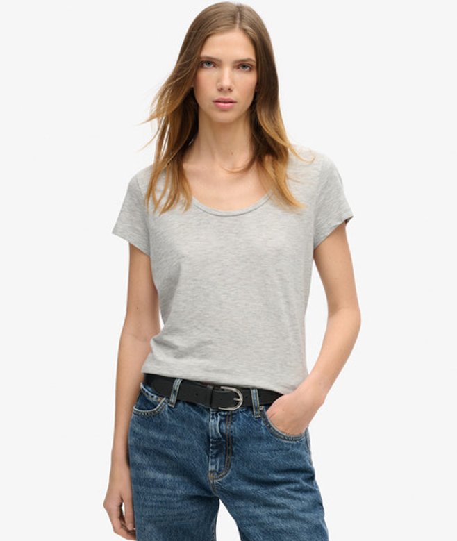 Damen Studios T-shirt mit Tiefem Ausschnitt - Größe: 44 - Superdry - Modalova