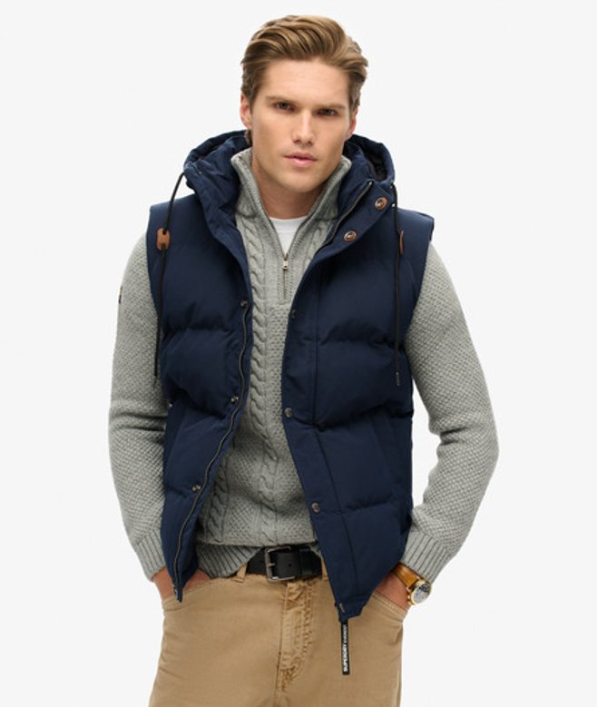 Herren Everest Steppweste mit Kapuze, Größe: L - Größe: L - Superdry - Modalova