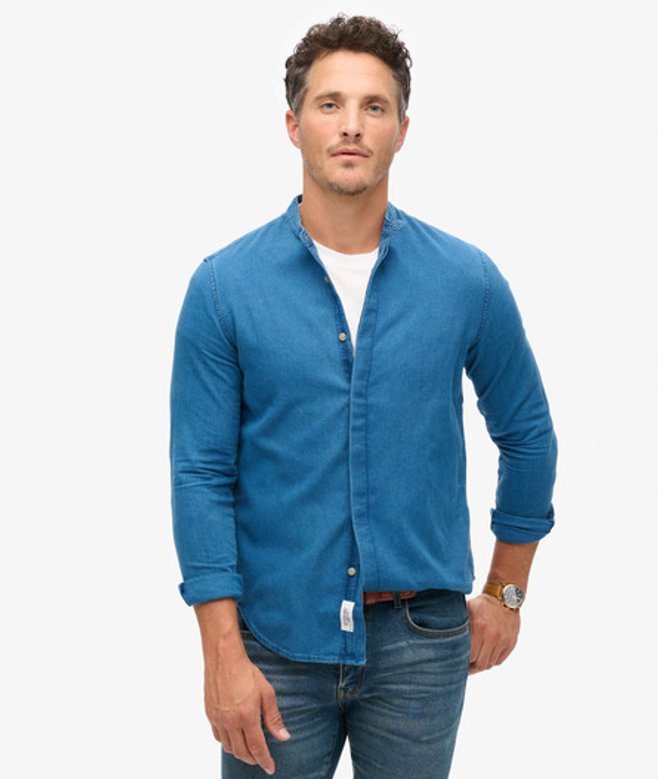 Herren The Merchant Store - Grandad-hemd in Indigoblau - Größe: L - Superdry - Modalova