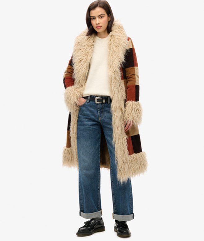 Damen und Langer Afghan-Mantel im Patchwork-Look, Größe: 44 - Superdry - Modalova