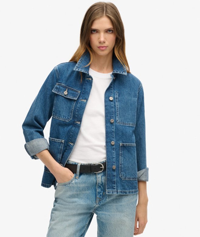 Damen Denim Chore Jacke - Größe: 42 - Superdry - Modalova