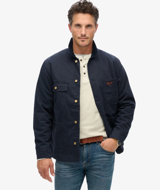Men's Surplus Four Pocket Chore Jacket Navy / Eclipse Navy - Size: M - Superdry - Modalova