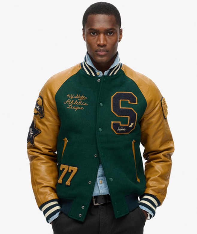 Superdry College Varsity Bomberjack met Patches Groen