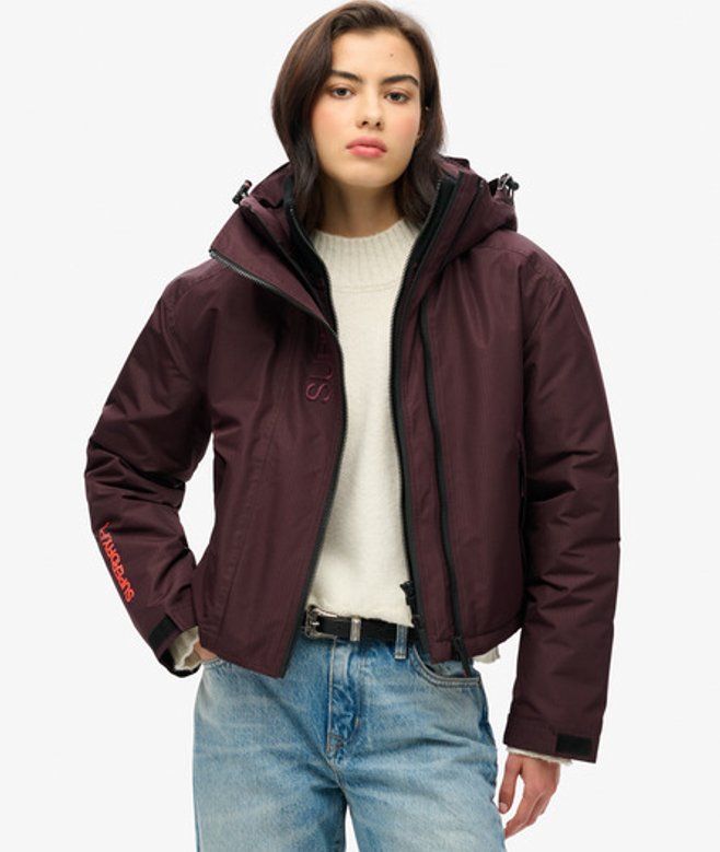 Windbreaker jas met Capuchon en Borduursel Paars Grootte: 40 afbeelding