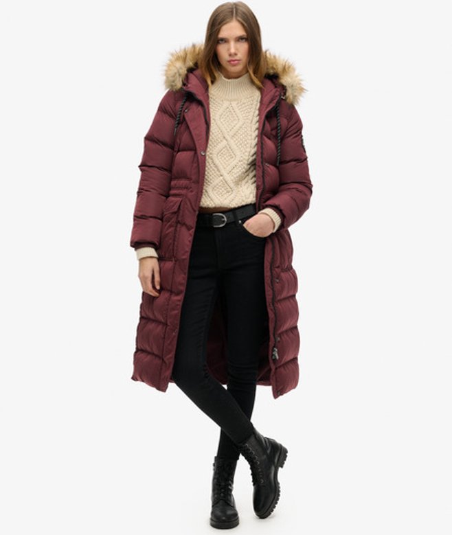 Lange Everest jas met Imitatiebont Paars Grootte: 44 afbeelding