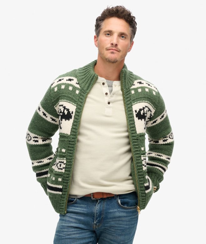Grofgebreid Vest met Rits en Patroon