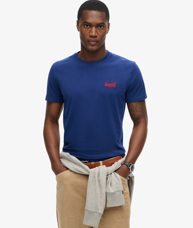 Essential T-shirt van Biologisch Katoen met Logo Blauw Grootte: S afbeelding