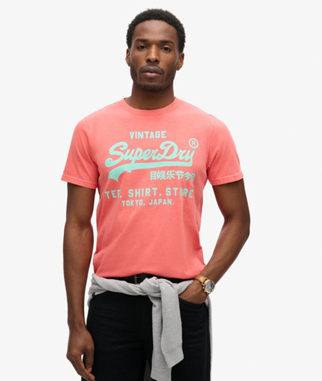 Herren Neonfarbenes T-shirt mit Vintage-logo - Größe: M - Superdry - Modalova