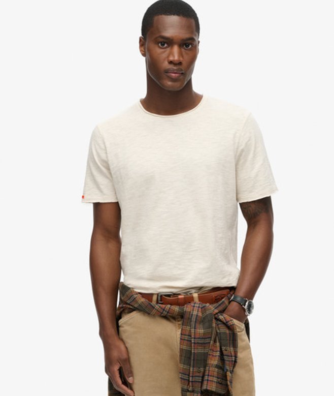 Raw Edge Slub T-shirt Crème Grootte: L afbeelding