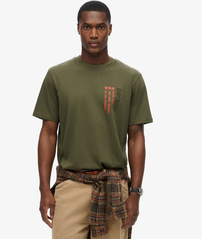 Superdry Men's Utility Sport Logo Loose T-shirt Khaki / Army Khaki - Size: Xxxl