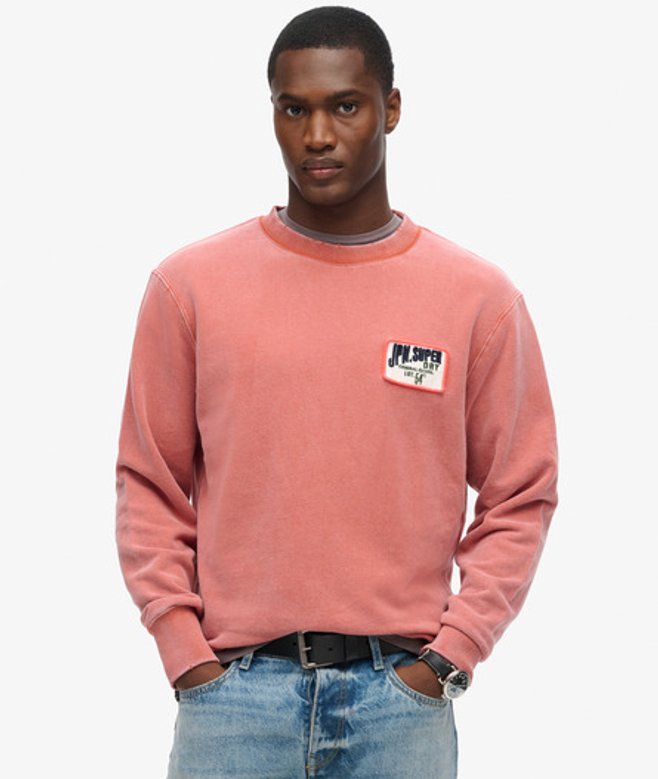 Superdry Mechanic Sweatshirt met Ronde Hals en Losse Pasvorm Oranje