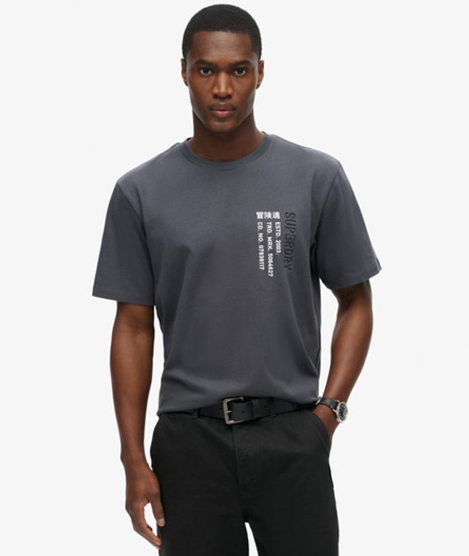Utility Sport Logo T-shirt met Losse Pasvorm Donkergrijs Grootte: M afbeelding