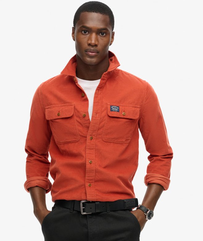 Trailsman Corduroy Overhemd met Relaxte Pasvorm Oranje Grootte: M afbeelding
