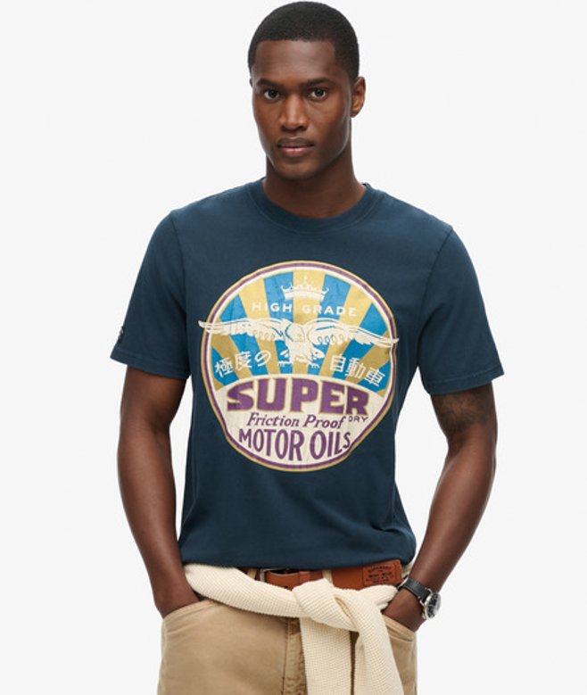 Herren Workwear Gasoline T-shirt mit Grafik - Größe: M - Superdry - Modalova