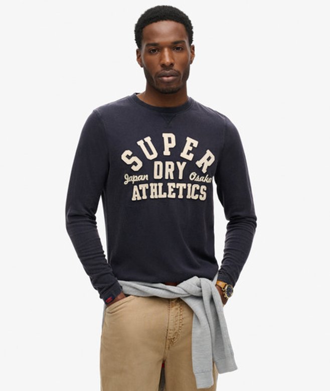 Herren und Langärmeliges Athletic Oberteil mit Logo-Druck, Größe: XL - Superdry - Modalova
