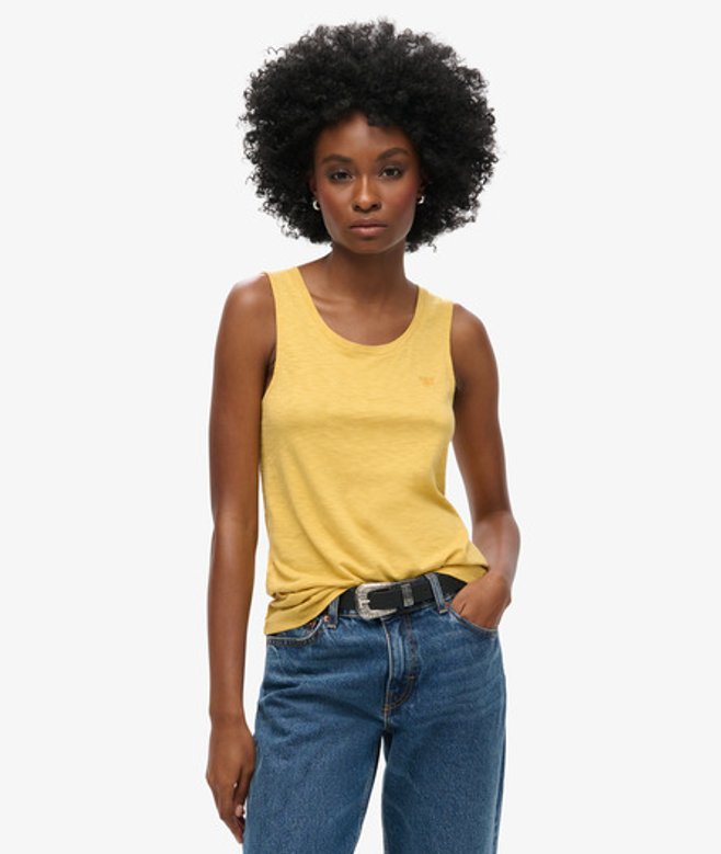Superdry Tanktop met Laag Uitgesneden Ronde Hals Geel