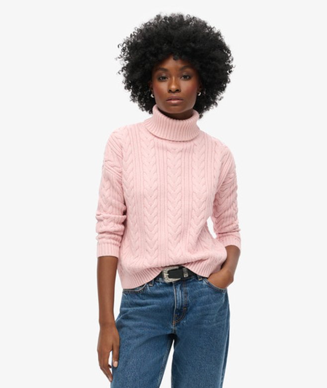 Pull Torsadé à épaules Tombantes et col Roulé Taille: 44 - Superdry - Modalova
