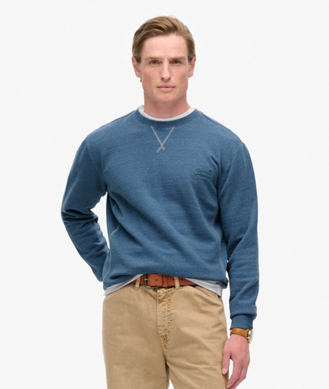 Overgeverfd Marl Sweatshirt met Ronde Hals Blauw Grootte: M afbeelding