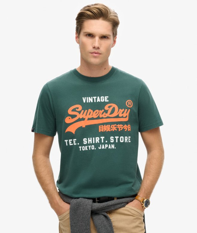 Klassiek Vintage Logo T-shirt Groen Grootte: L afbeelding