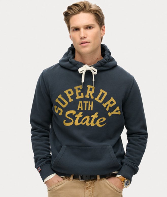 Superdry Track & Field Hoodie met Grafische Print Blauw