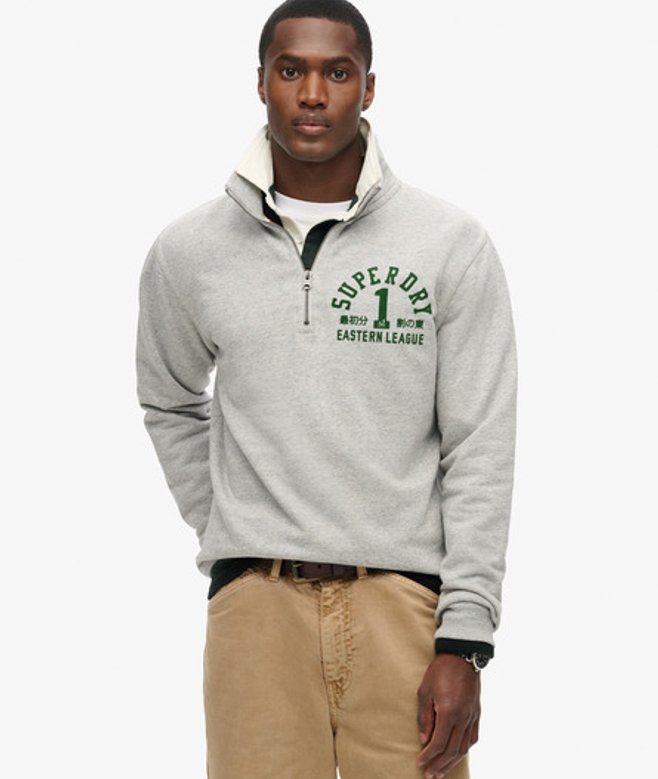 Track & Field Trui met Halve Rits en Afbeelding