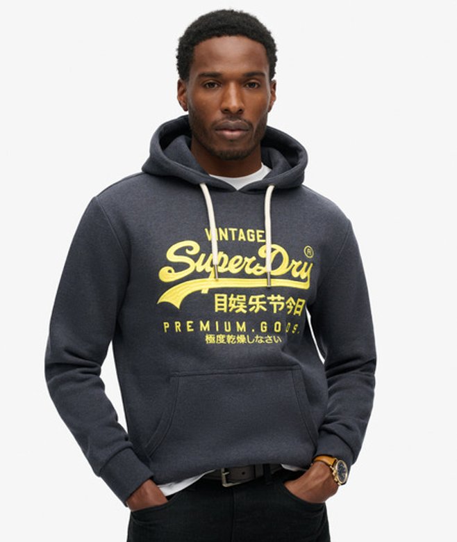 Superdry Neon Hoodie met Print Blauw