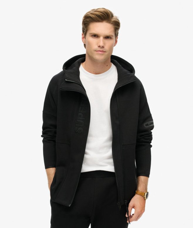 Tech Hoodie met Logo, Rits en Losse Pasvorm