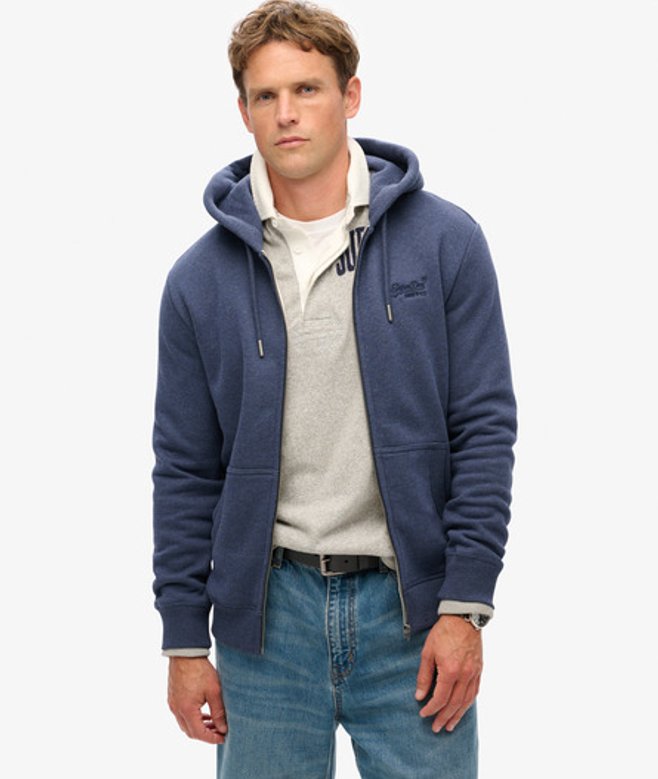Superdry Essential Logo Hoodie met Rits Blauw