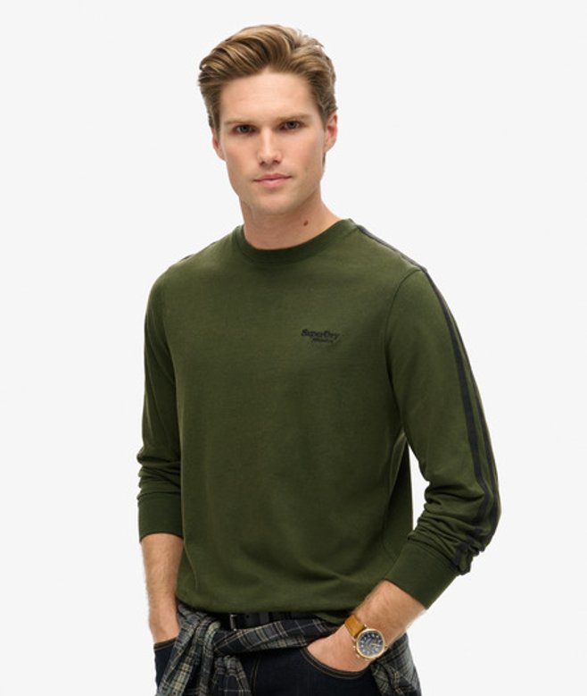 Essential Retro top met Lange Mouwen en Logo Groen Grootte: S afbeelding